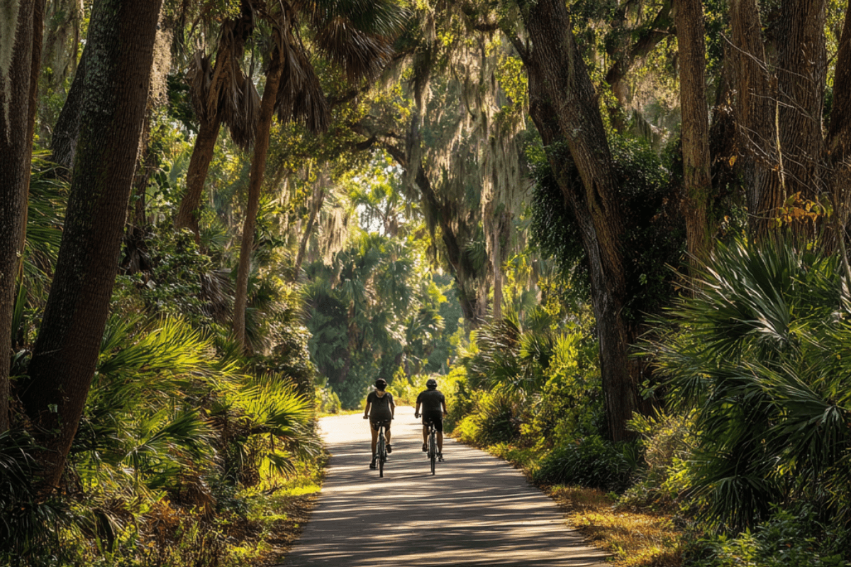 Scenic paved trail background texture